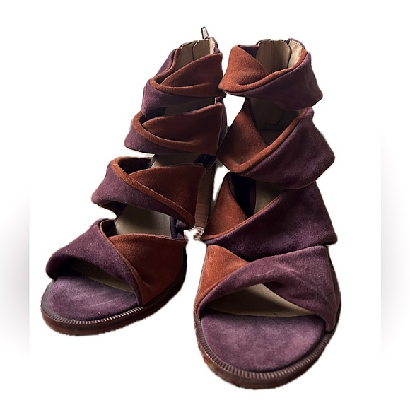 M4D3 Anthropologie Block Heel “Crawly Twist” Suede & Leather Sandal NWOT - Picture 3 of 7
